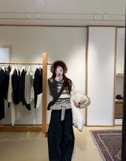 Mon. 冬日費爾島圓領羊毛花瓣針織背心