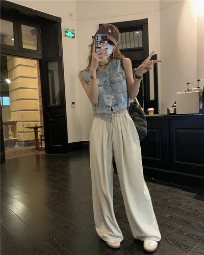 Wed. 復古丹寧短版背心