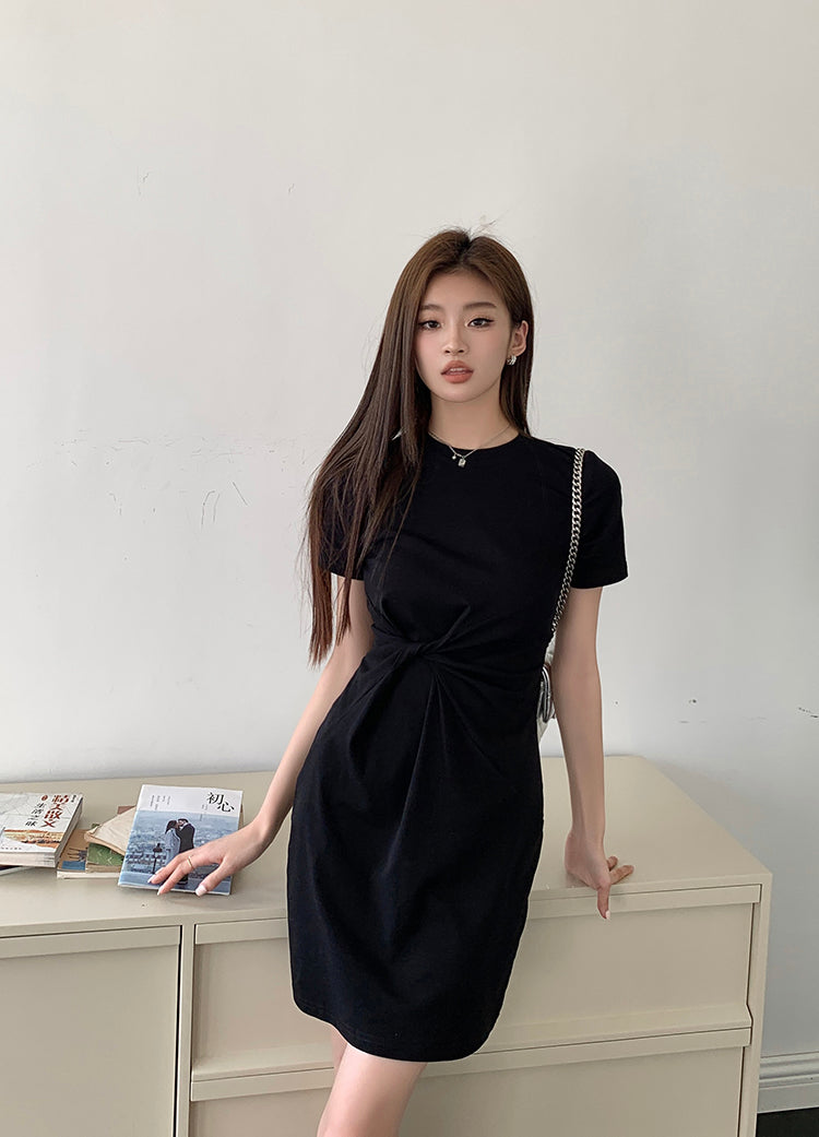 Wed. 收腰休閒連身裙 黑