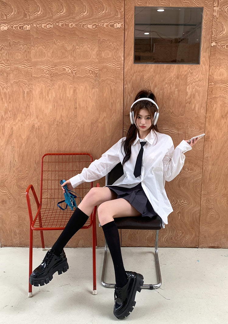 Mon. 學院百搭百褶裙 灰