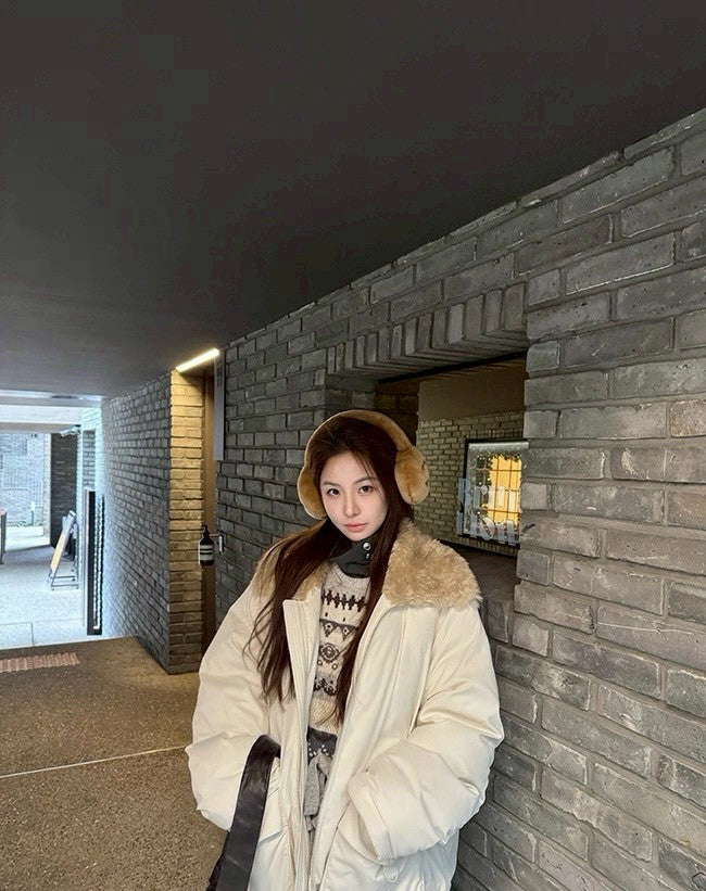 Mon. 冬日費爾島圓領羊毛花瓣針織背心