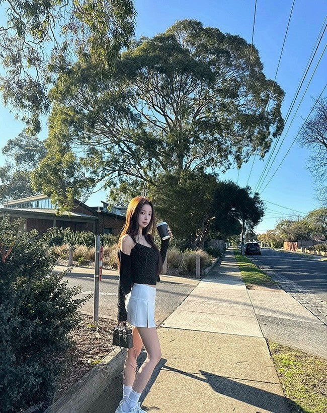 Fri. 美式慵懶妮味蕾絲V領背心外套2件套 碎花