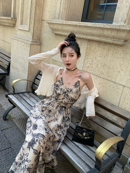 Sun. 水墨繁花 露背連身裙