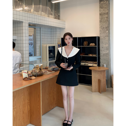 Sat. 法式珍妮裙 撞色拼接連衣裙