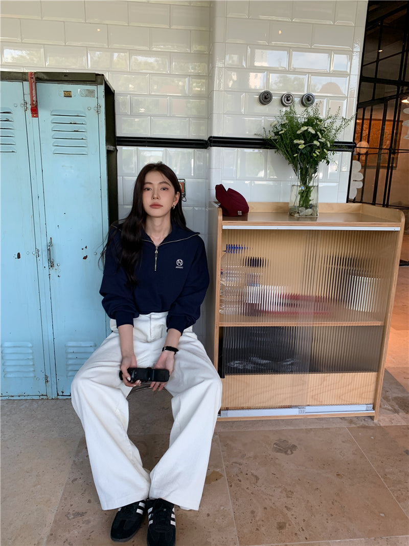 Wed. 復古美式 拉鍊翻領上衣