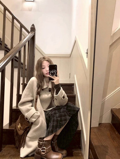 Fri. 通勤格紋魚尾高腰半身裙