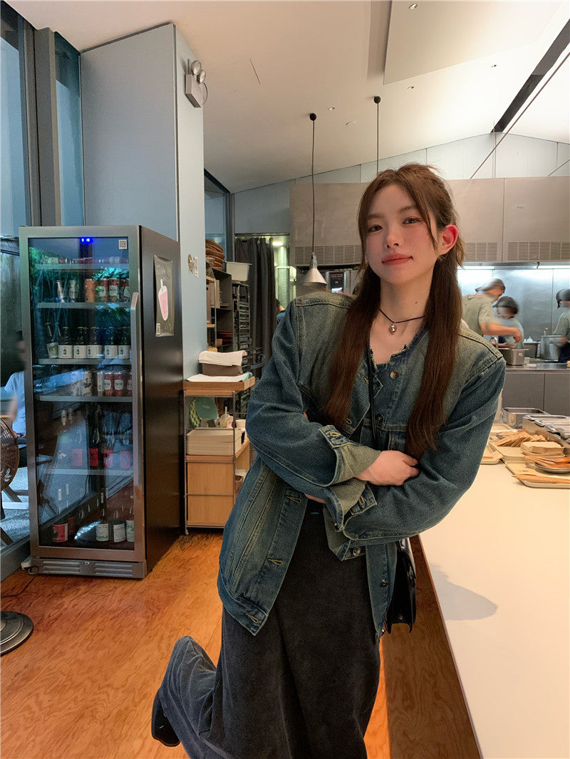 Sat. 通勤百搭圓領個性牛仔外套 & 連身裙