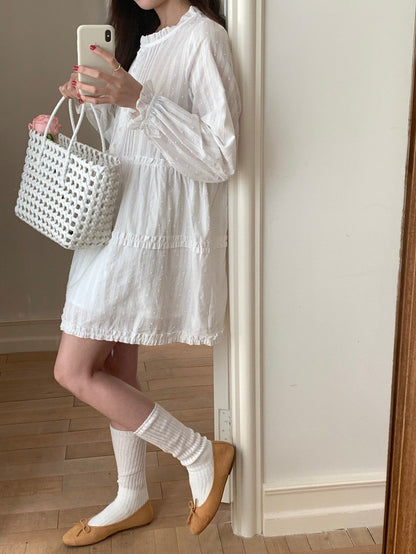 Mon. 甜心顏值娃娃領高腰襯衫裙