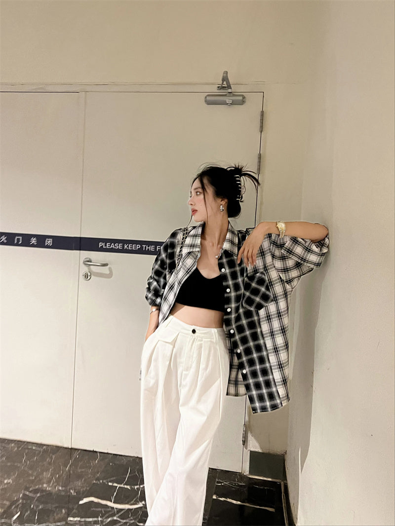 Tue. 不對稱格子襯衫