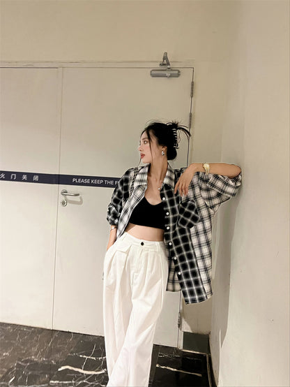 Tue. 不對稱格子襯衫