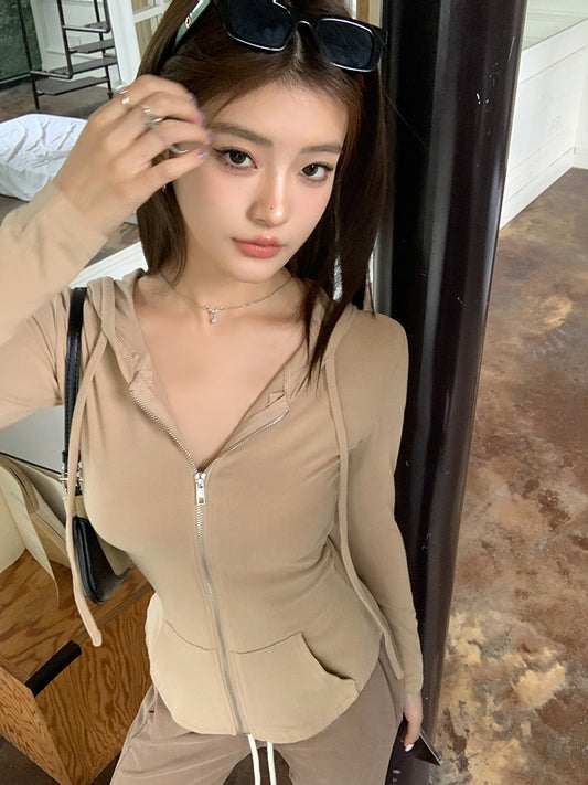 Sat. 美式修身連帽外套 卡其