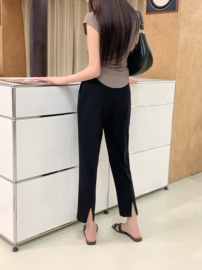 Mon. 氣質顯瘦OL九分休閒褲 黑