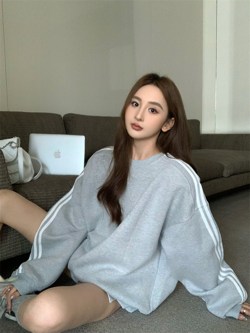 Sat. 復古美式連肩衛衣 灰/黑