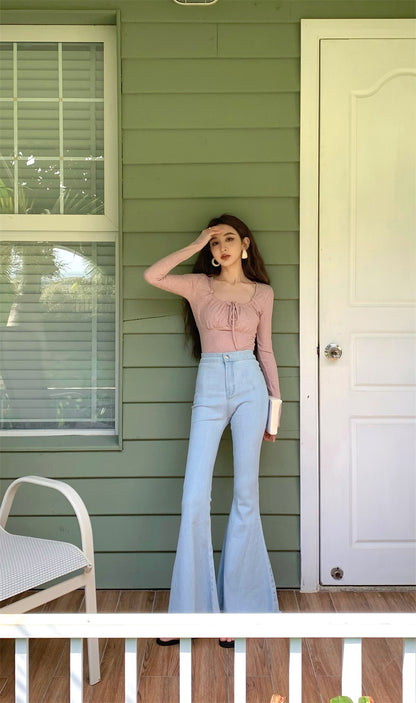 Wed. 溫柔復古方領綁帶上衣