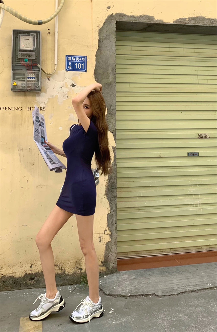 Thu. 美式經典包臀裙 紫/黑