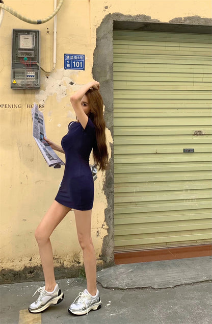 Thu. 美式經典包臀裙 紫/黑