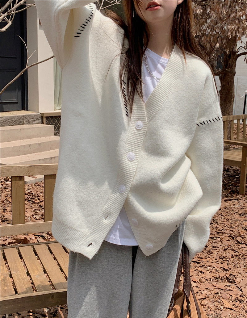 Wed. 軟糯縫線感落肩外套