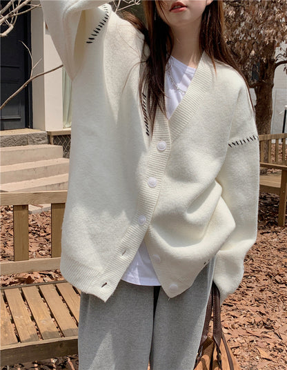 Wed. 軟糯縫線感落肩外套