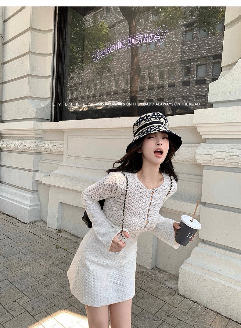 Tue. Crush 美神裙掌管高級與性感針織縷空裙 白