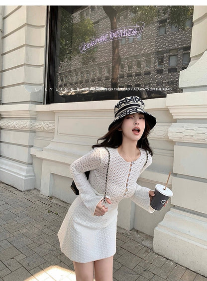 Tue. Crush 美神裙掌管高級與性感針織縷空裙 白