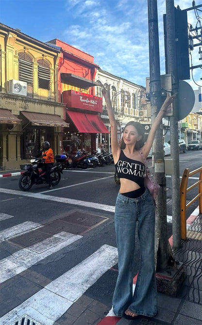 Mon. 復古水洗淺色牛仔喇叭褲