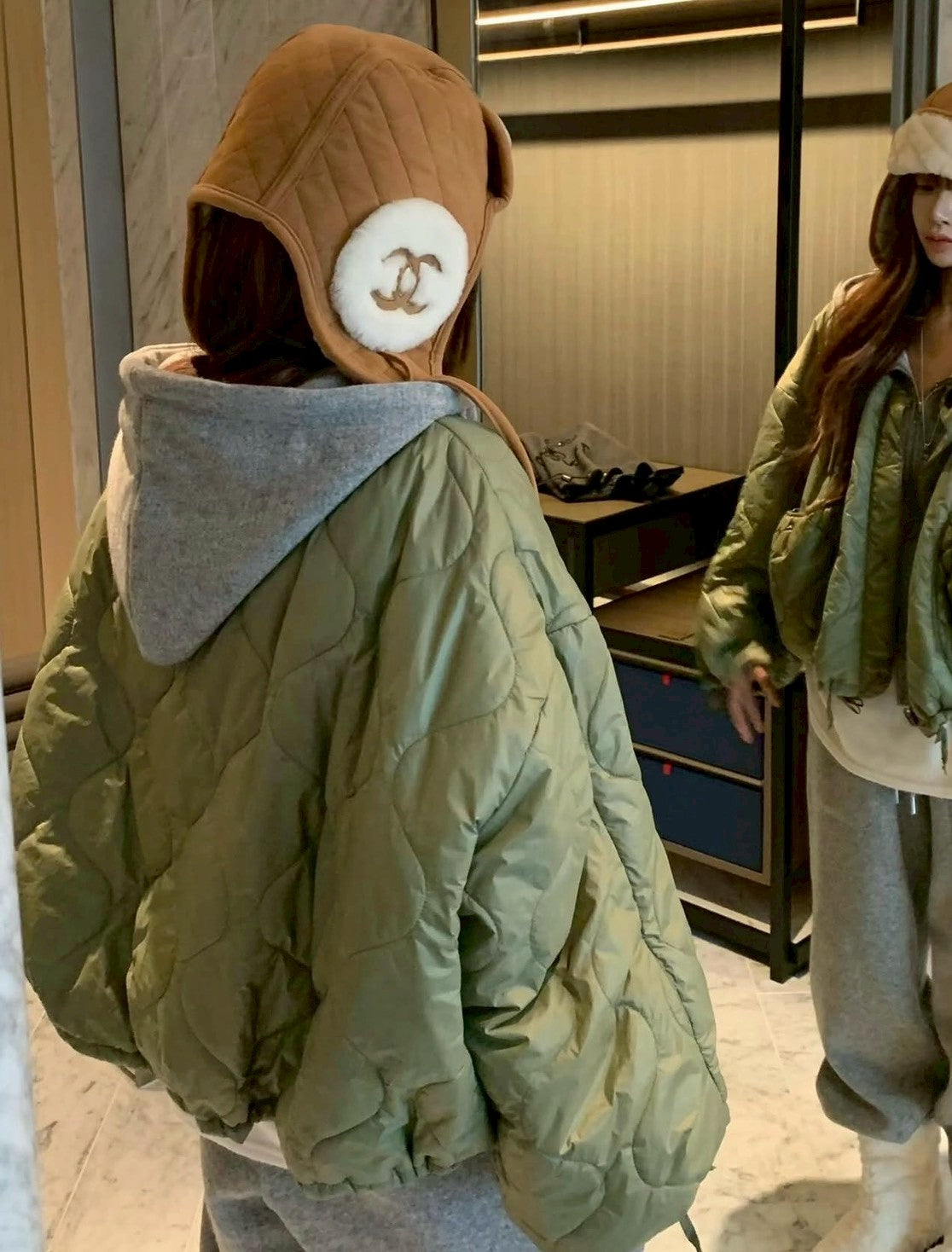 Mon. CORTIS韓團感休閒飛行保暖外套 軍綠/咖棕