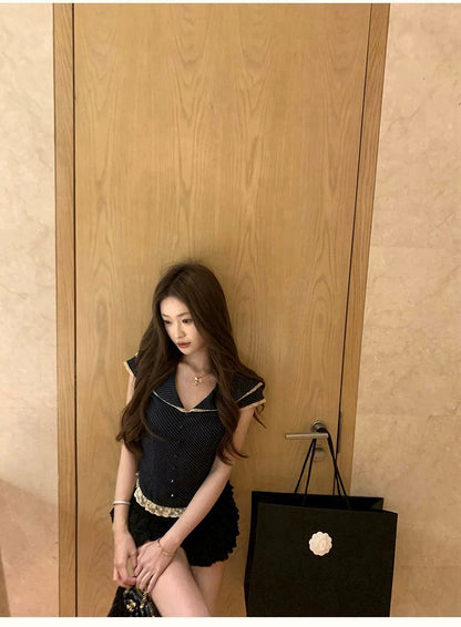 Fri. Romantic Lover中古波點蕾絲拼接上衣