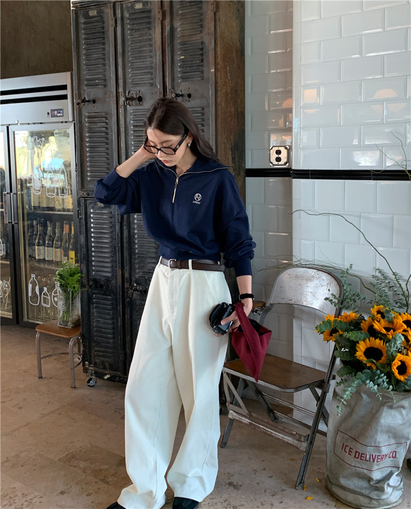 Wed. 復古美式 拉鍊翻領上衣