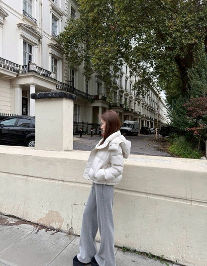 Fri. 高克重冬褲 銀狐絨寬腰抽繩喇叭褲 灰