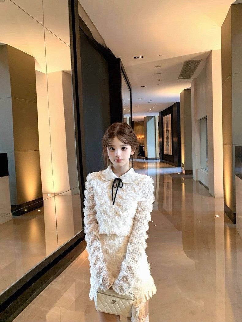 Tue. Cedar雪松星夢幻蕾絲女神白色套裝