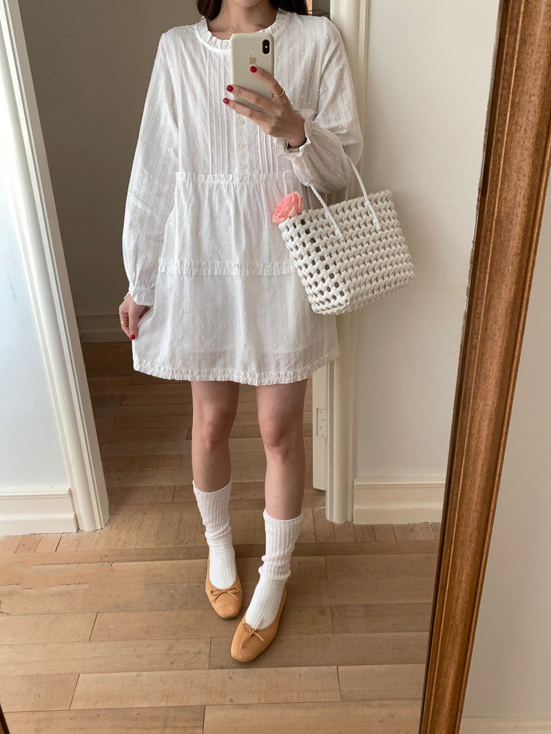 Mon. 甜心顏值娃娃領高腰襯衫裙