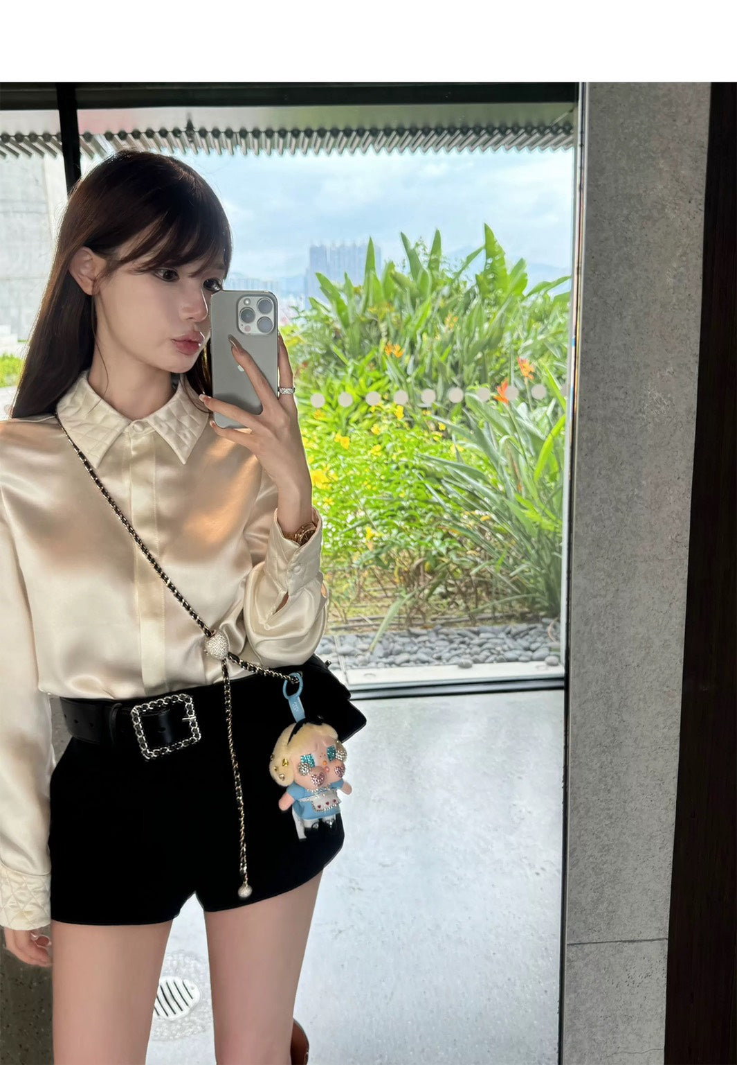 Thu. Lux系列 貴氣醋酸手工菱格壓印襯衫