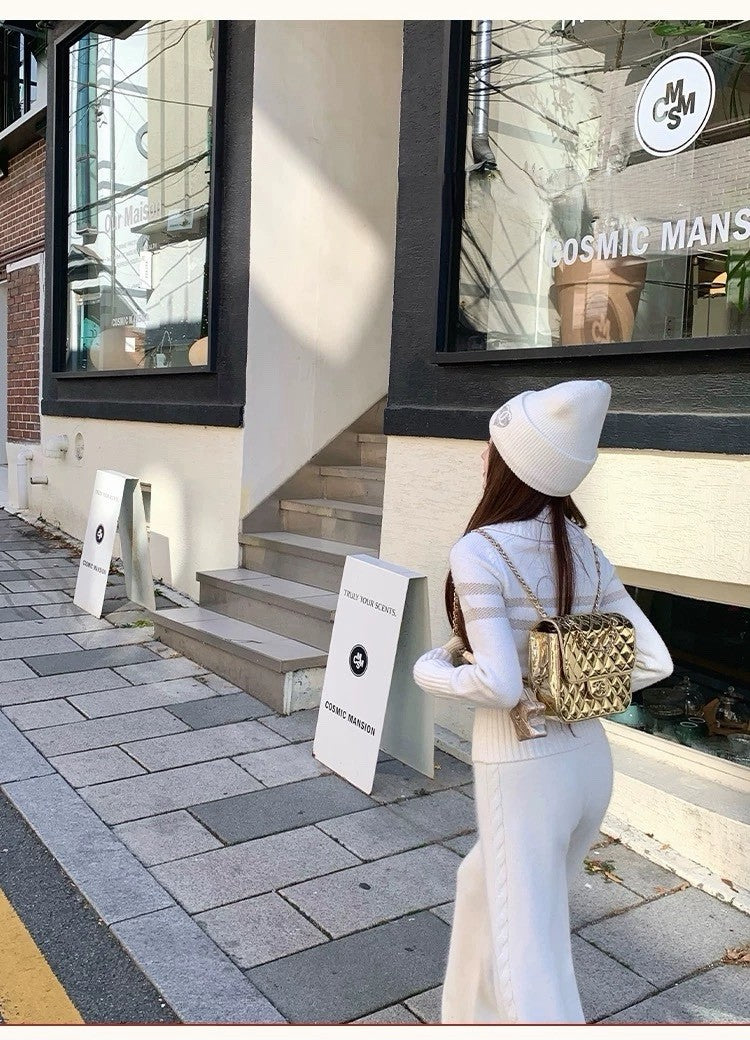 Tue. 1月幸運星 可愛滑雪系列翻領針織上衣