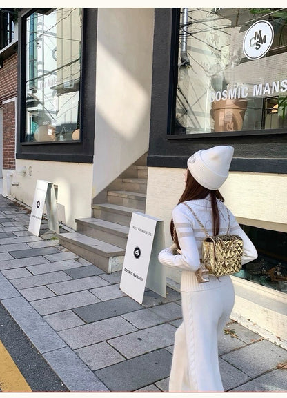 Tue. 1月幸運星 可愛滑雪系列翻領針織上衣