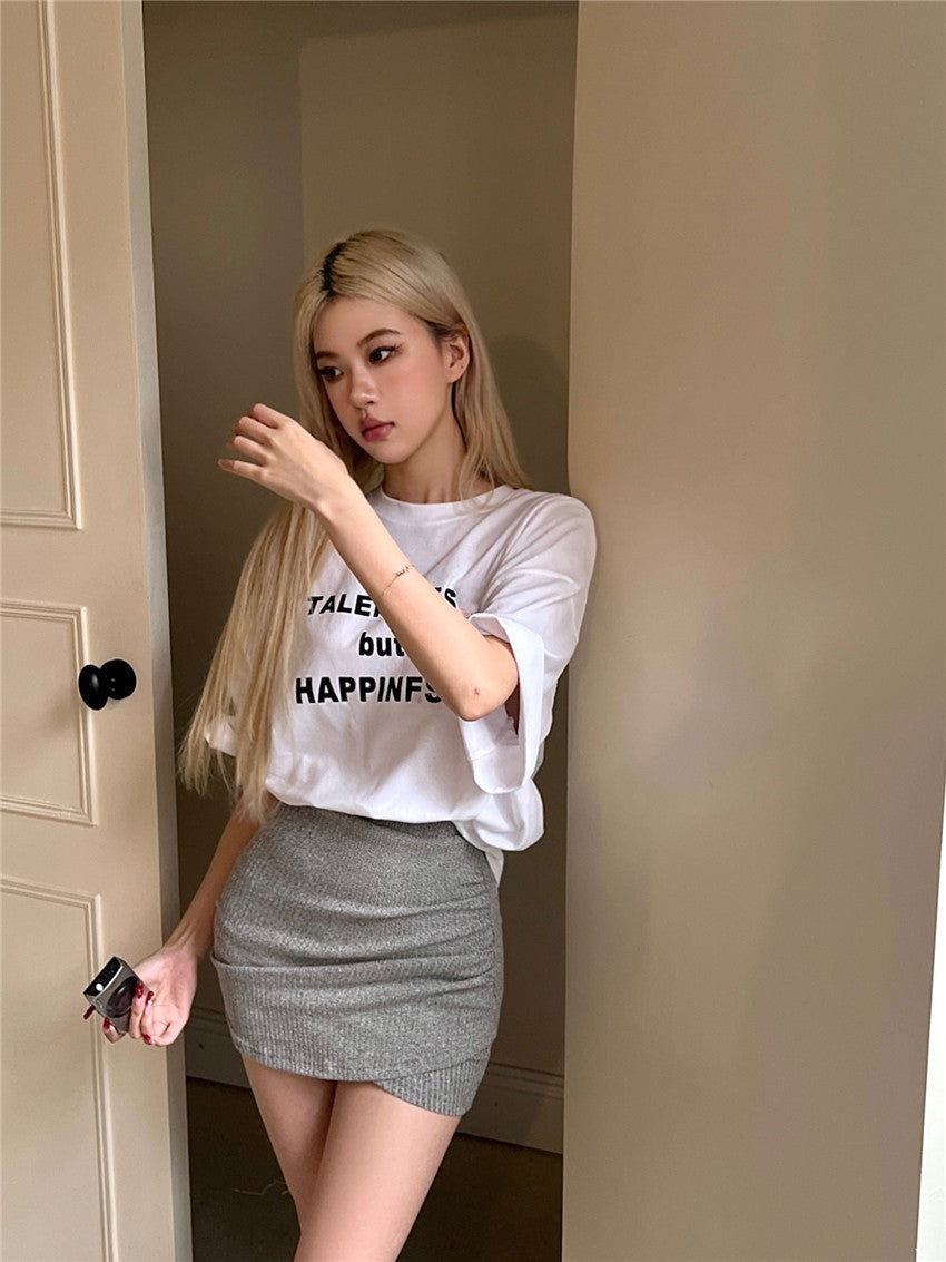 Mon. 粗體字母寬鬆上衣 白/黑