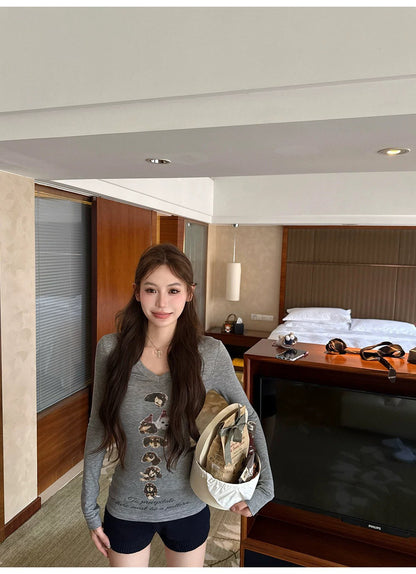 Mon. 鬆弛max狗勾萊賽爾空氣感修身上衣 白/灰