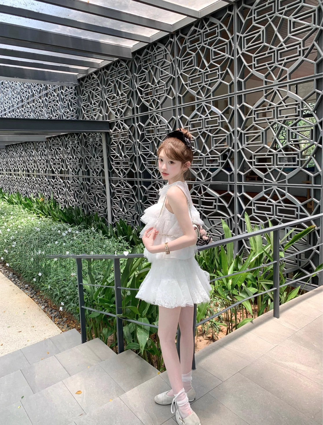 Mon. 西西里杏仁蛋糕紗裝背心 半身裙