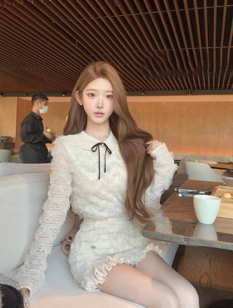 Tue. Cedar雪松星夢幻蕾絲女神白色套裝