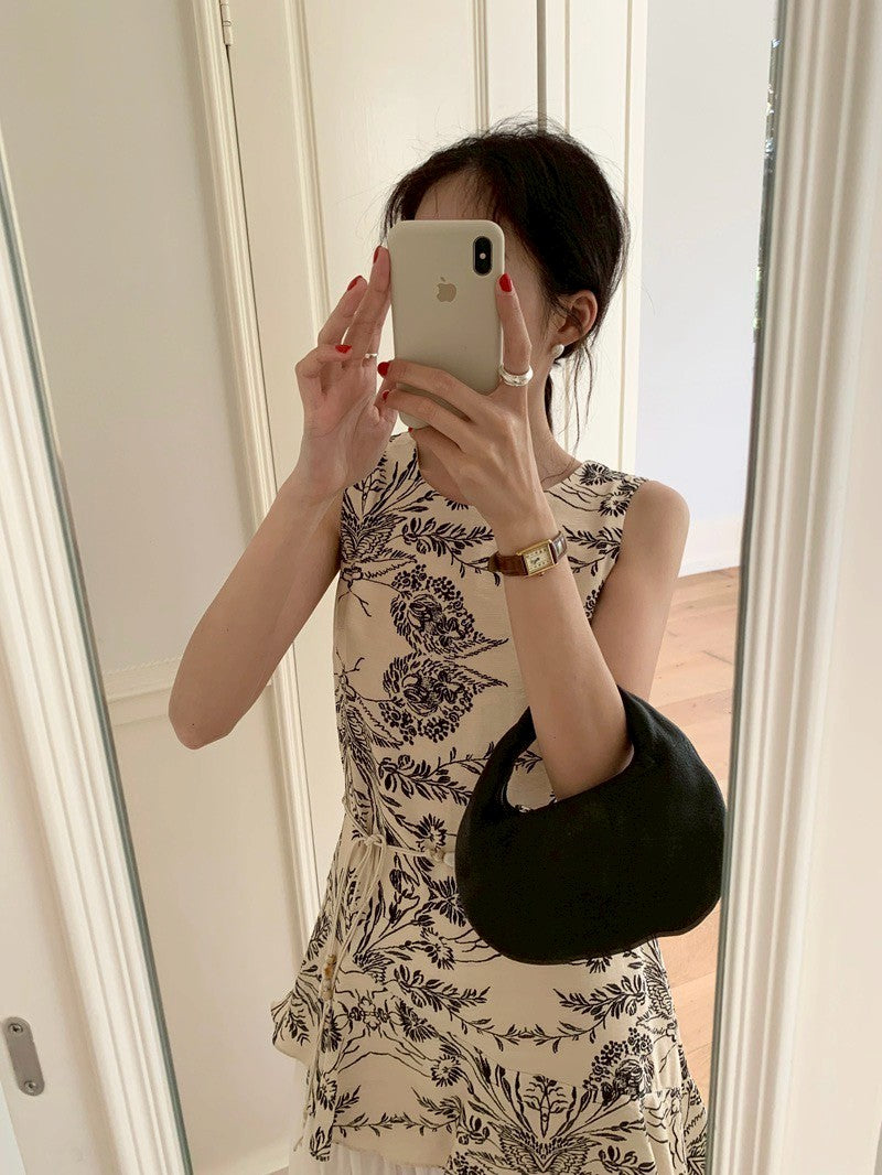 Mon. 古典藝術家假兩件式拼接連身裙