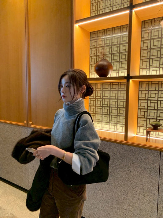 Fri. 高級感穿 高領針織毛衣（不含內搭）灰