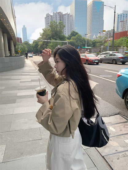 Mon. 立領雙排扣短版風衣