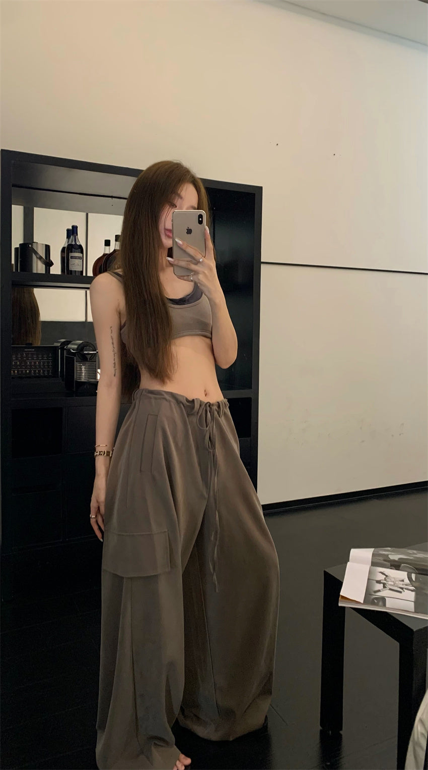 Thu. 撞色假兩件內搭背心 黑/咖