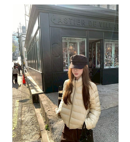 Thu. 阿爾納花園高90國際絨美式排骨羽絨外套 香檳金/蘋果綠