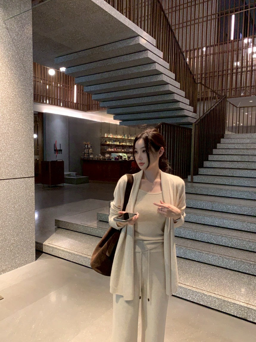 Fri. 柔暖fufu慵懶針織三件套 燕麥/灰