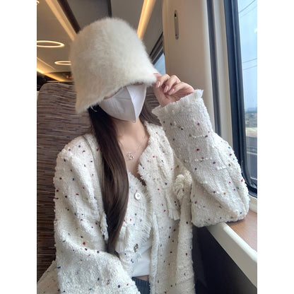 Sun. 編織鬚邊彩片小香外套