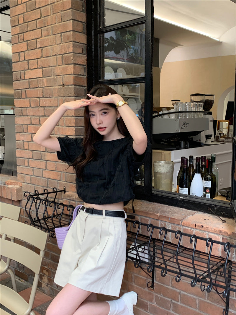 Thu. 後背綁脖網紗上衣 黑