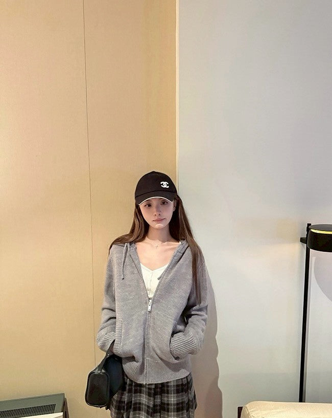 Fri. 韓系私服！多穿百搭H型連帽針織外套 灰/卡其