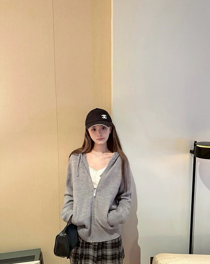 Fri. 韓系私服！多穿百搭H型連帽針織外套 灰/卡其