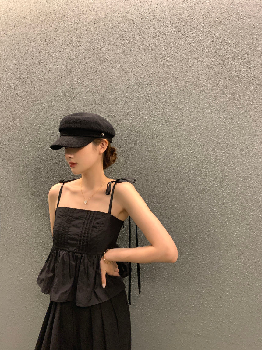 Sun. 度假穿搭設計感綁帶背心 黑