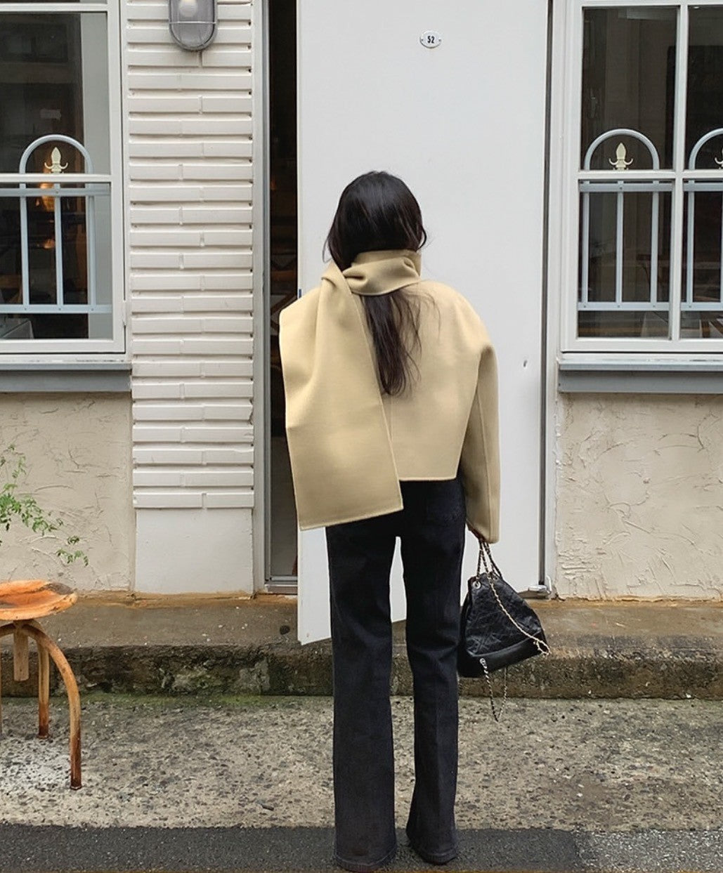 Mon. 各色百搭!優雅圍巾外套兩件套 奶卡